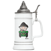 Da Oid Sinzer Bulldog Bierkrug 500ml Weiss mit Spitzdeckel Wendelstein Front